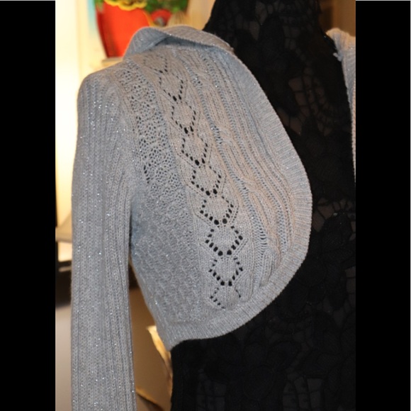AMERICAN EAGLE LONG SLEEVE GREY SHRUG SWEATER - Picture 7 of 9